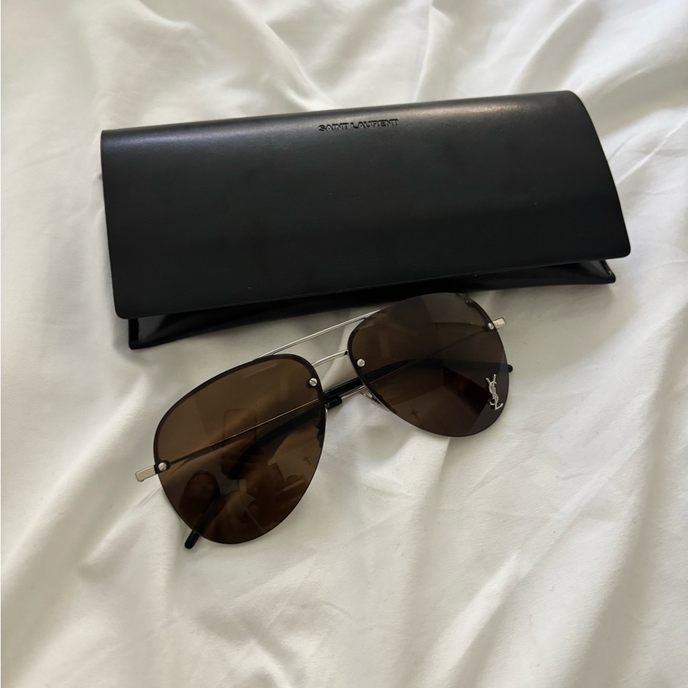 Saint Laurent Sunglasses with Black Case and Dark Lenses